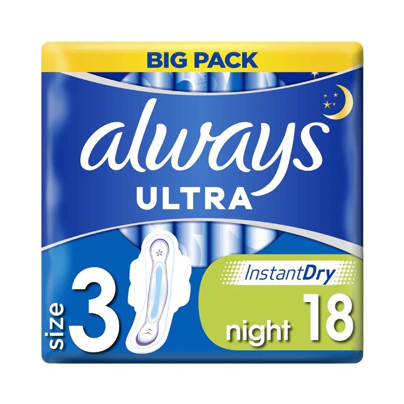 Ultra Night Pads Wings 18 st - HemSyd