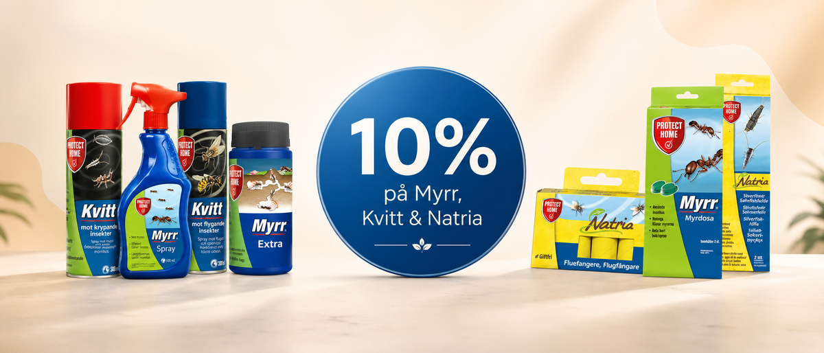 Håll småkrypen borta. 10 procent på Myrr, Kvitt och Natria. Se sortimentet.