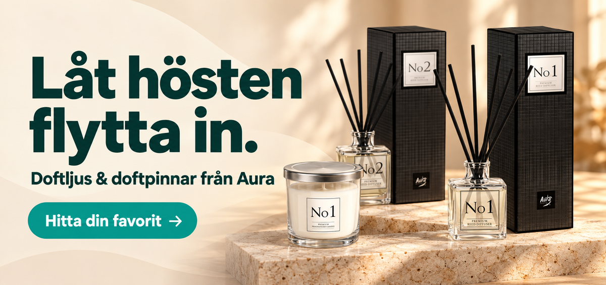 Låt hösten flytta in – doftljus och doftpinnar från Aura. Hitta din favorit.