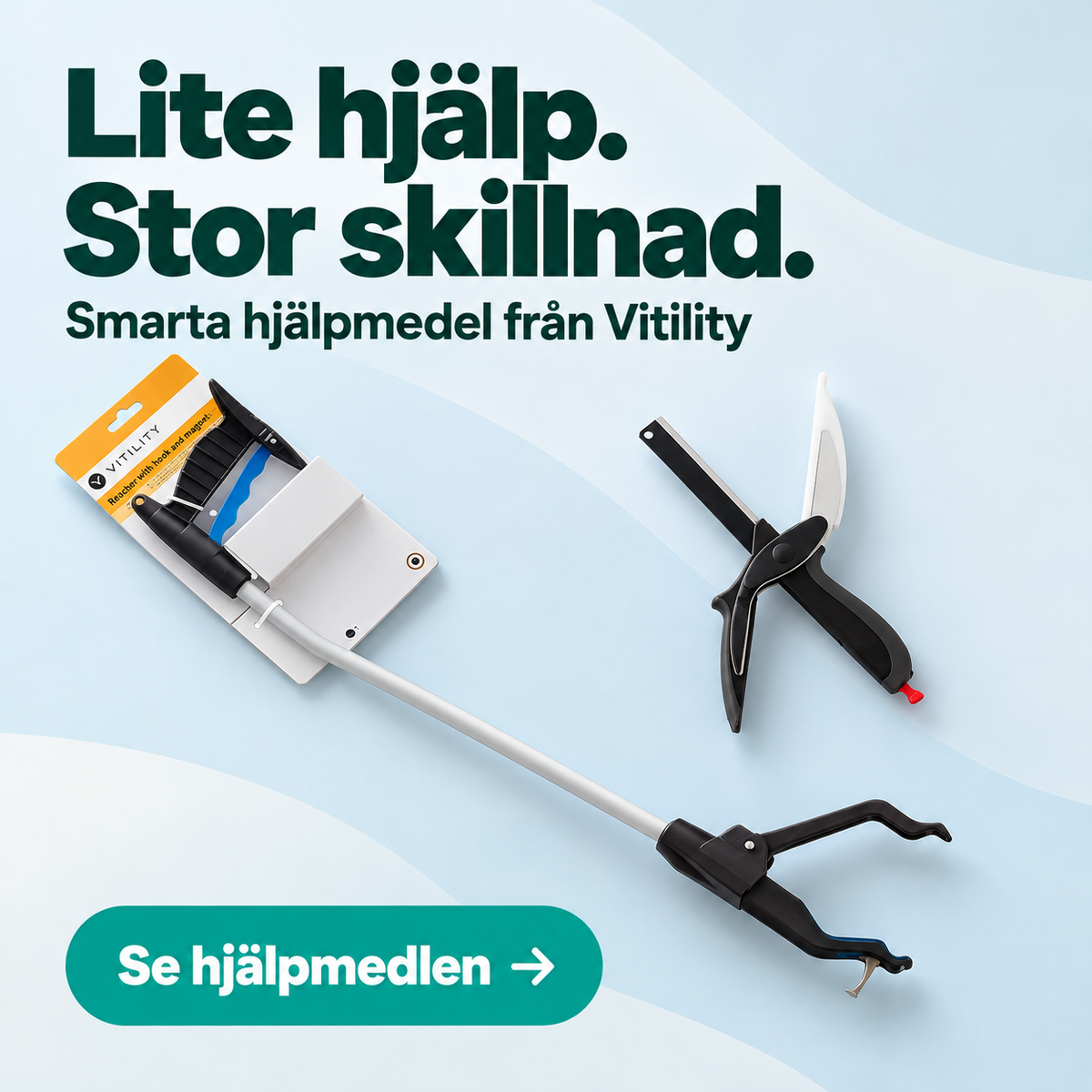 Lite hjälp. Stor skillnad – griptång och ergonomisk sax från Vitility.