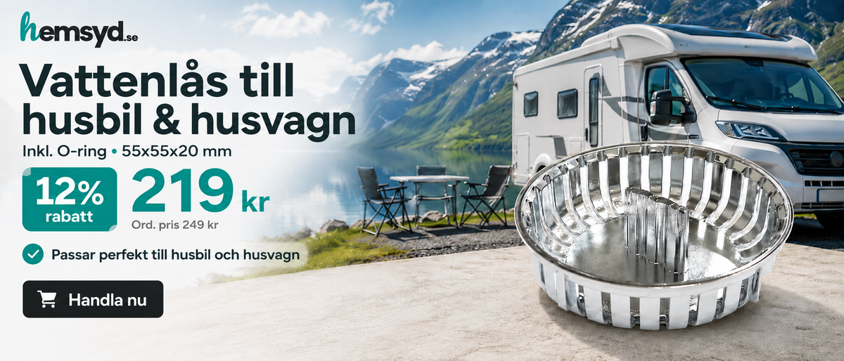 Vattenlås till husbil och husvagn, inklusive O-ring. 219 kr, ordinarie pris 249 kr. Handla nu.