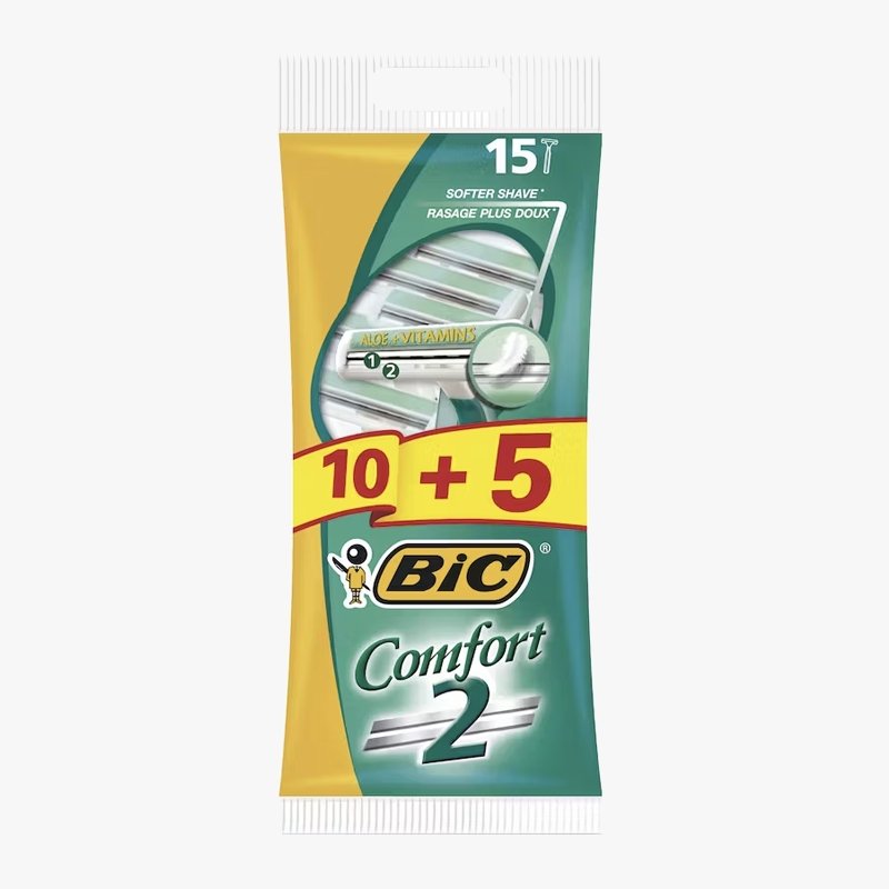 BIC Comfort 2 Tvåbladiga Engångshyvlar för Män 15-pack - HemSyd